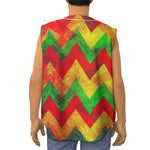 Zig Zag Reggae Pattern Print Sleeveless Baseball Jersey