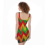 Zig Zag Reggae Pattern Print Sleeveless Bodycon Dress