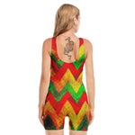 Zig Zag Reggae Pattern Print Sleeveless One Piece Swimsuit