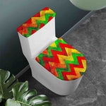 Zig Zag Reggae Pattern Print Toilet Lid And Tank Cover Set