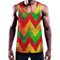 Zig Zag Reggae Pattern Print Men's Workout Tank Top