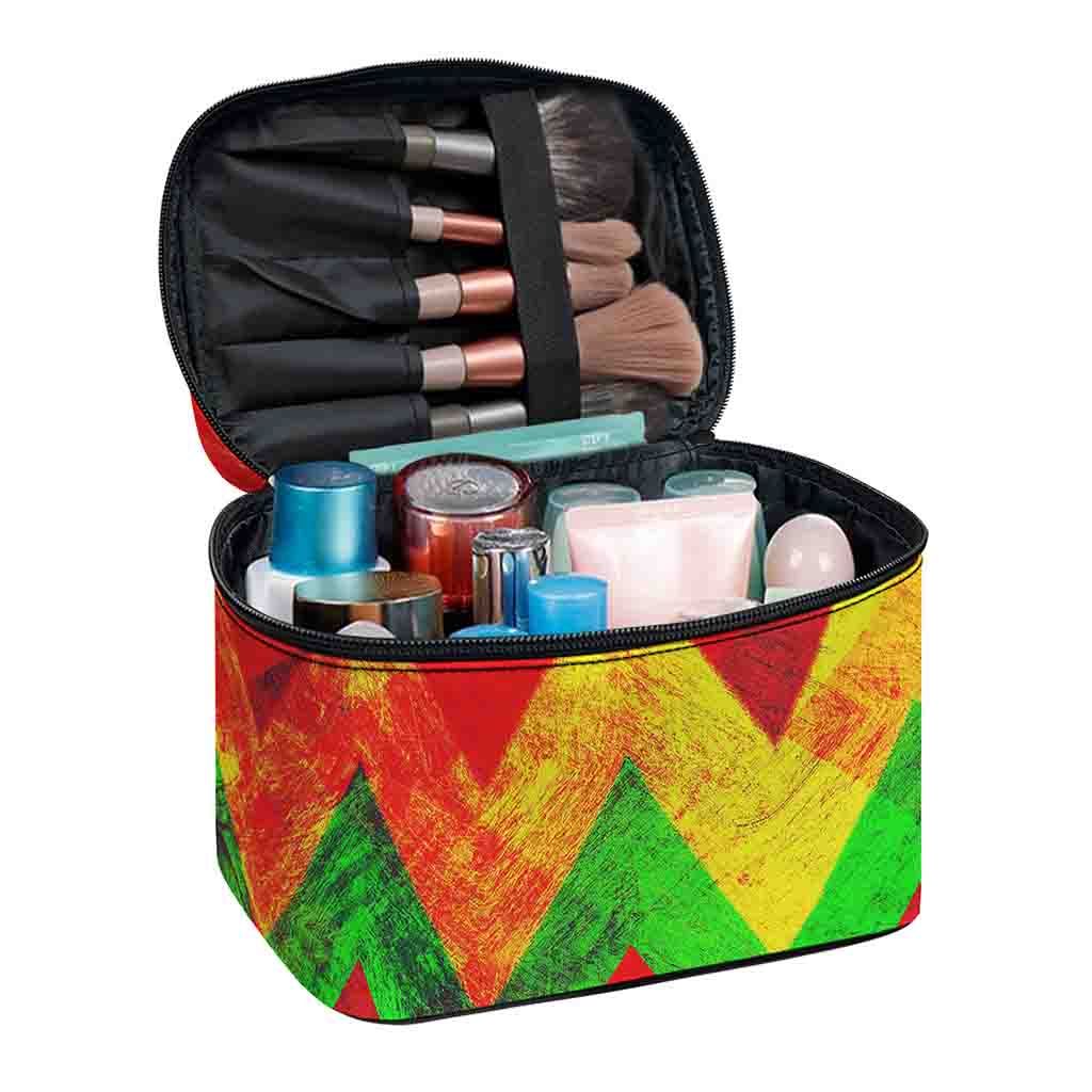 Zig Zag Reggae Pattern Print Travel Makeup Bag