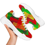 Zig Zag Reggae Pattern Print White Chunky Shoes