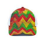 Zig Zag Reggae Pattern Print White Mesh Trucker Cap