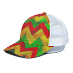 Zig Zag Reggae Pattern Print White Mesh Trucker Cap