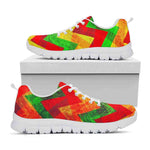 Zig Zag Reggae Pattern Print White Running Shoes