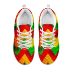 Zig Zag Reggae Pattern Print White Running Shoes