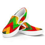 Zig Zag Reggae Pattern Print White Slip On Sneakers