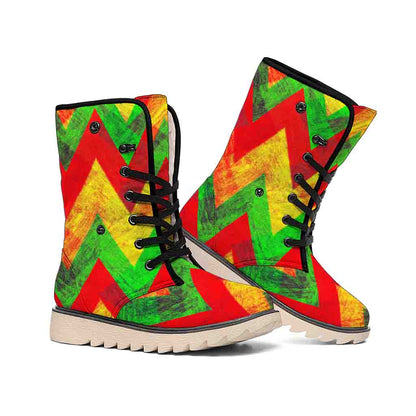 Zig Zag Reggae Pattern Print Winter Boots