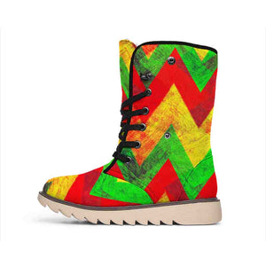 Zig Zag Reggae Pattern Print Winter Boots
