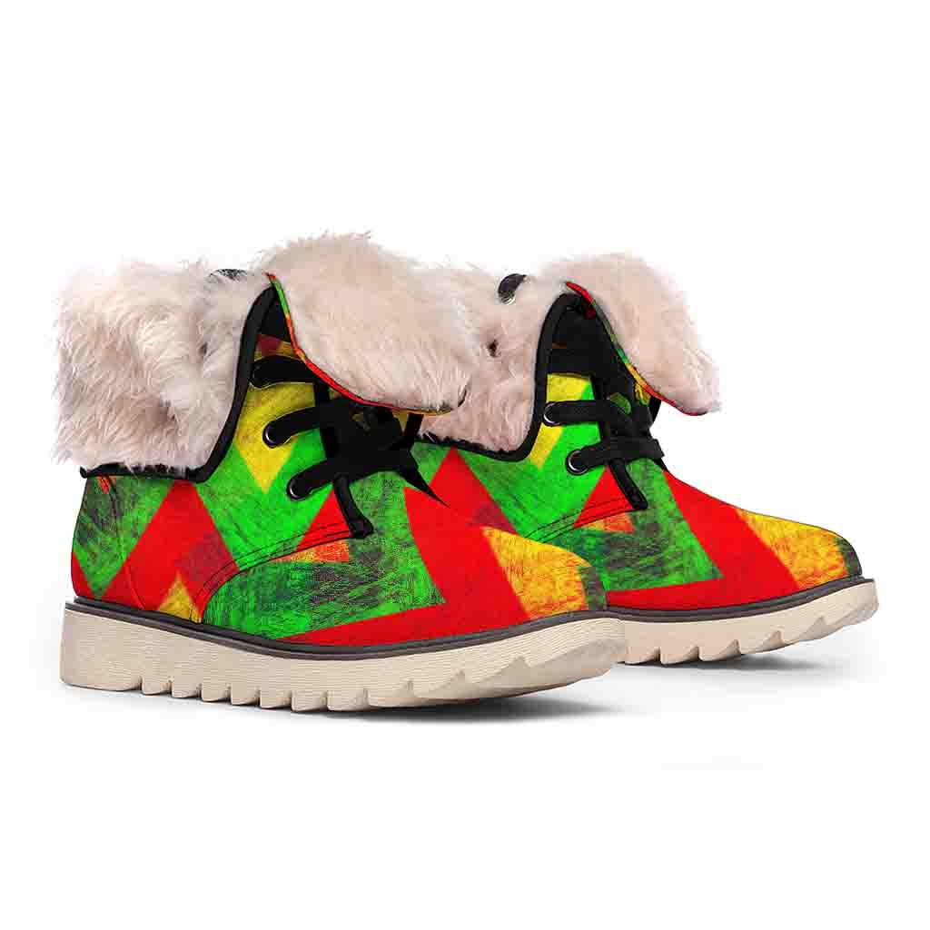 Zig Zag Reggae Pattern Print Winter Boots