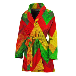 Zig Zag Reggae Pattern Print Women's Bathrobe