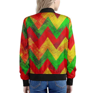 Zig Zag Reggae Pattern Print Women's Bomber Jacket