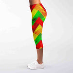 Zig Zag Reggae Pattern Print Women's Capri Leggings