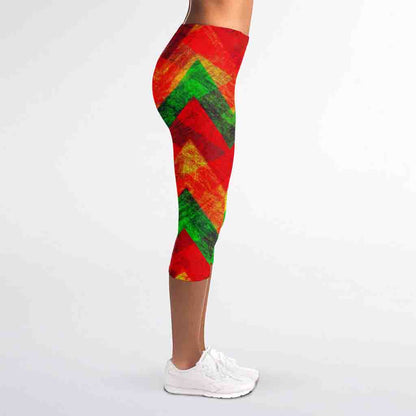 Zig Zag Reggae Pattern Print Women's Capri Leggings