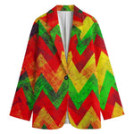 Zig Zag Reggae Pattern Print Women's Cotton Blazer