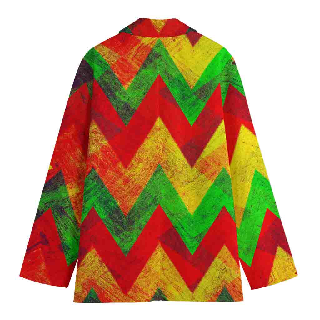 Zig Zag Reggae Pattern Print Women's Cotton Blazer