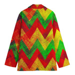 Zig Zag Reggae Pattern Print Women's Cotton Blazer