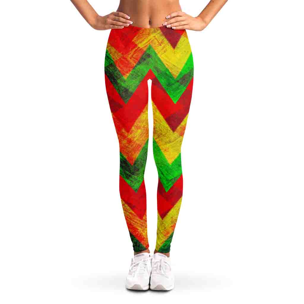 Zig Zag Reggae Pattern Print Women's Leggings