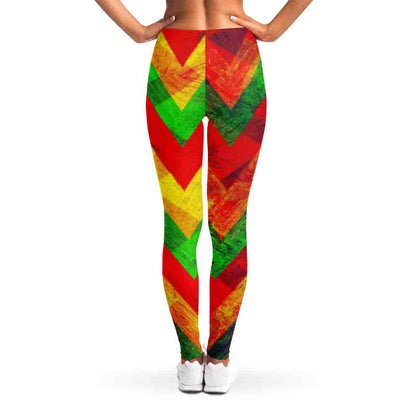 Zig Zag Reggae Pattern Print Women's Leggings