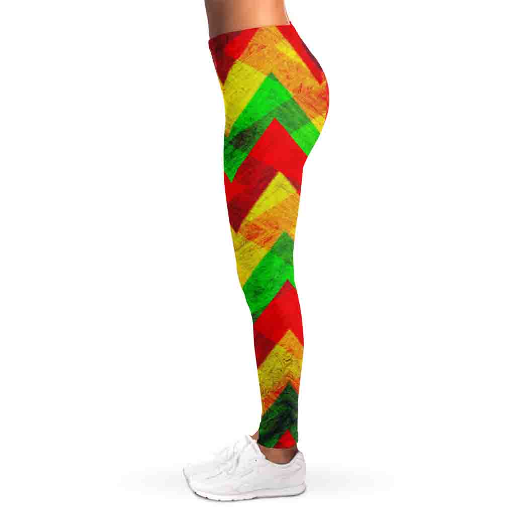 Zig Zag Reggae Pattern Print Women's Leggings