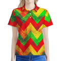 Zig Zag Reggae Pattern Print Women's Polo Shirt