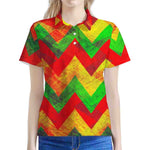Zig Zag Reggae Pattern Print Women's Polo Shirt