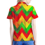 Zig Zag Reggae Pattern Print Women's Polo Shirt