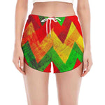 Zig Zag Reggae Pattern Print Women's Split Running Shorts