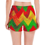 Zig Zag Reggae Pattern Print Women's Split Running Shorts