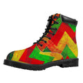 Zig Zag Reggae Pattern Print Padded Collar Lace Up Boots