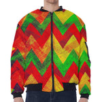 Zig Zag Reggae Pattern Print Zip Sleeve Bomber Jacket
