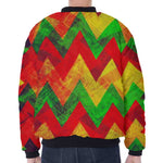 Zig Zag Reggae Pattern Print Zip Sleeve Bomber Jacket