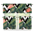 Zig Zag Tropical Pattern Print 3 Piece Kitchen Curtains