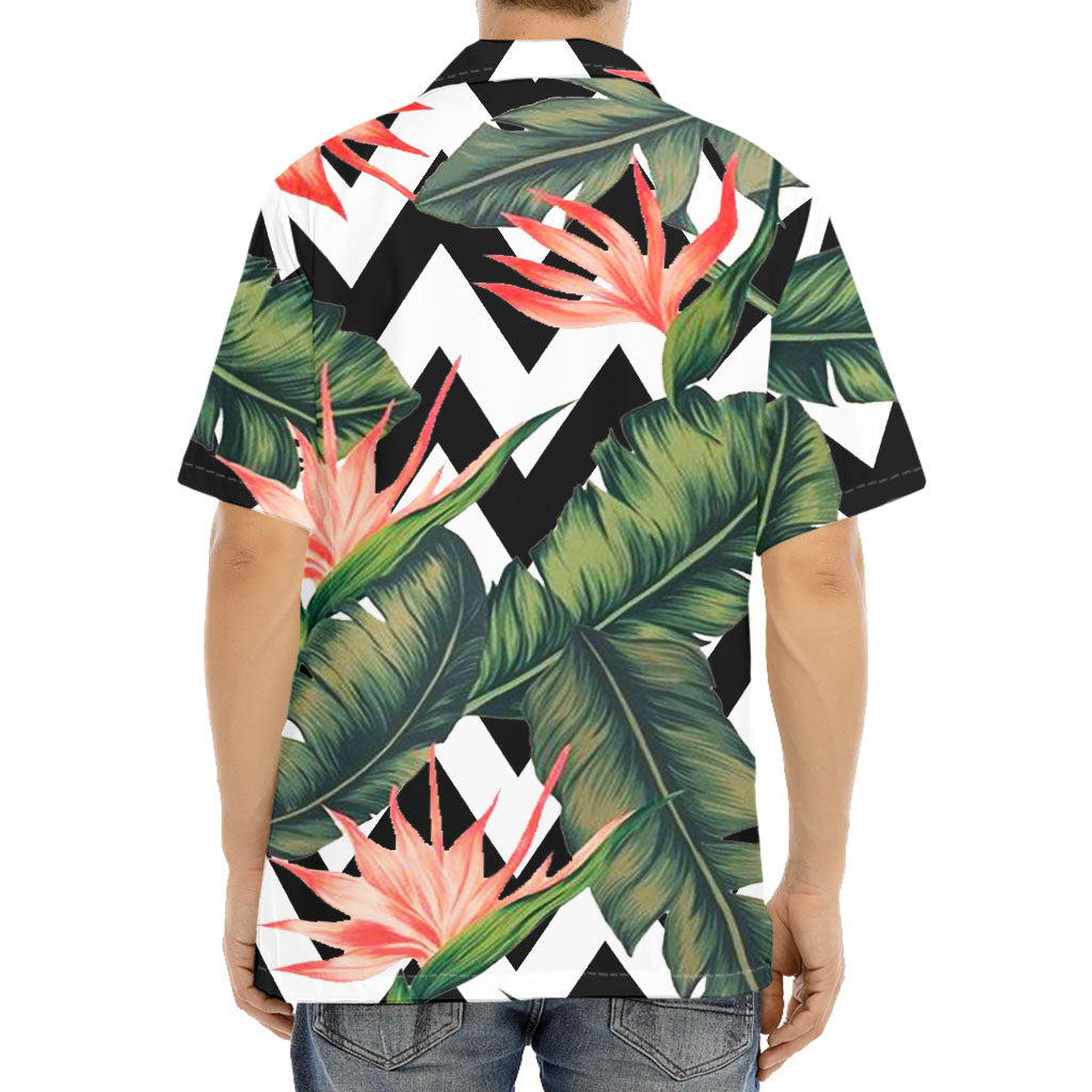 Zig Zag Tropical Pattern Print Aloha Shirt