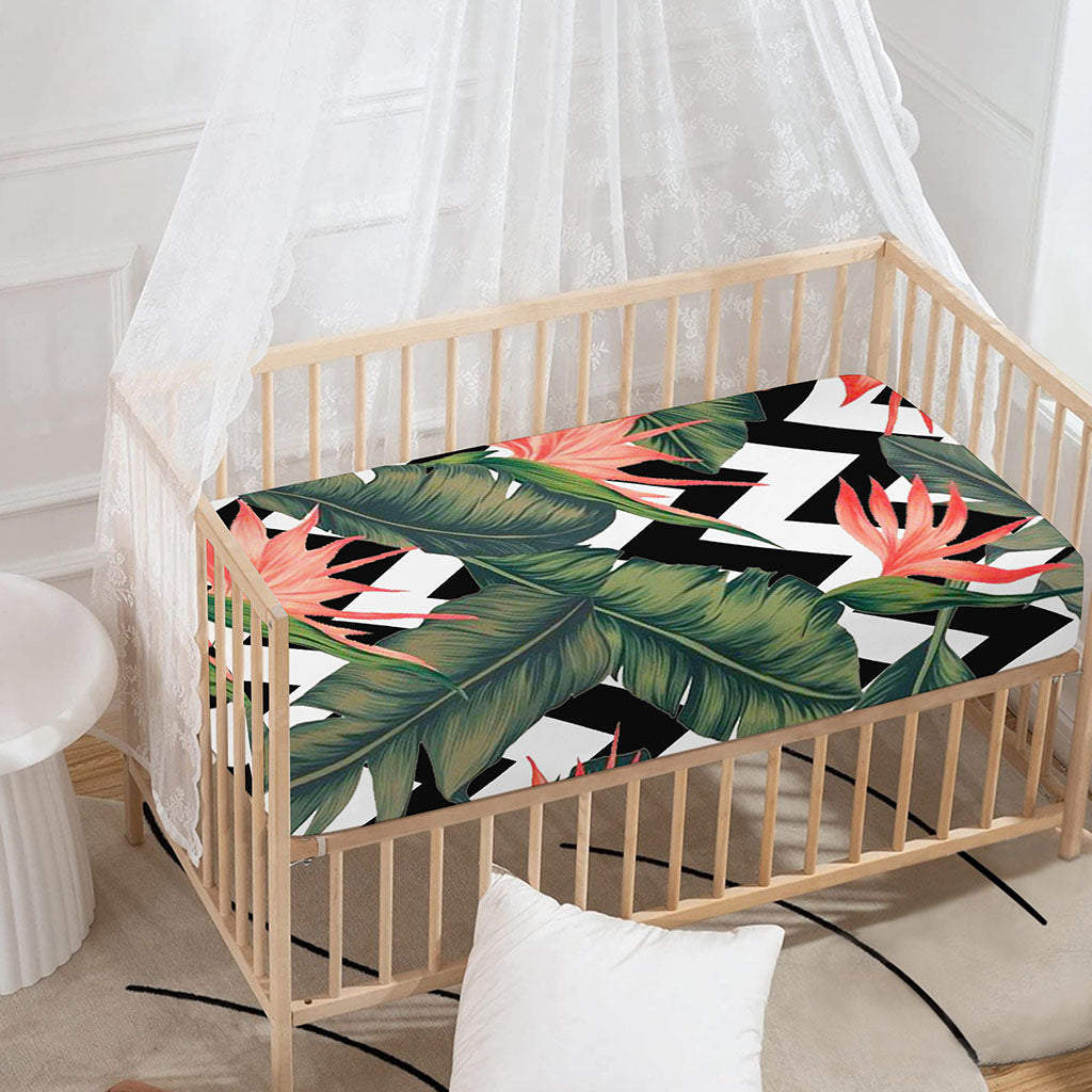 Zig Zag Tropical Pattern Print Baby Crib Sheet