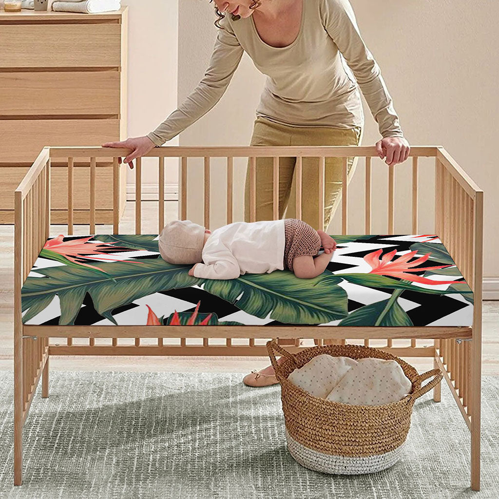 Zig Zag Tropical Pattern Print Baby Crib Sheet