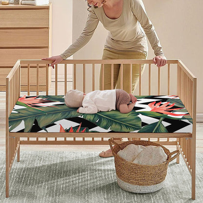 Zig Zag Tropical Pattern Print Baby Crib Sheet