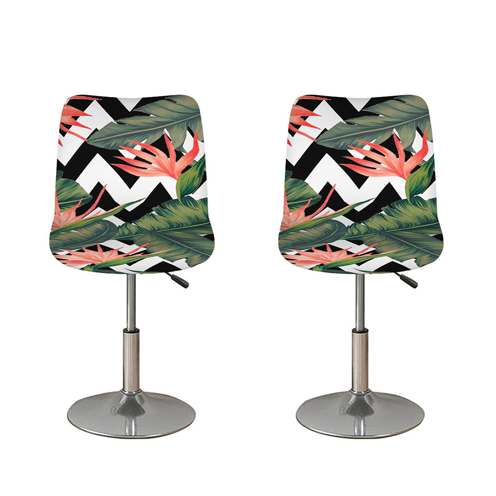 Zig Zag Tropical Pattern Print Bar Stool Covers