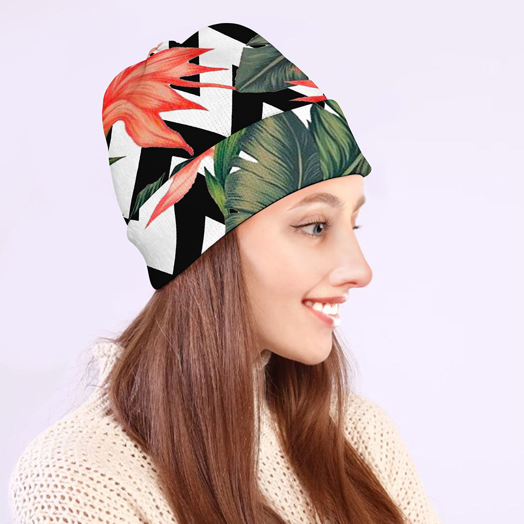 Zig Zag Tropical Pattern Print Beanie