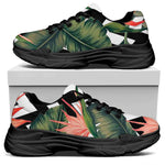 Zig Zag Tropical Pattern Print Black Chunky Shoes