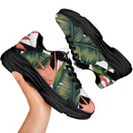 Zig Zag Tropical Pattern Print Black Chunky Shoes