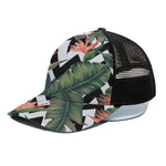 Zig Zag Tropical Pattern Print Black Mesh Trucker Cap
