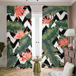 Zig Zag Tropical Pattern Print Blackout Pencil Pleat Curtains
