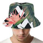 Zig Zag Tropical Pattern Print Bucket Hat