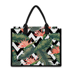 Zig Zag Tropical Pattern Print Canvas Tote Bag