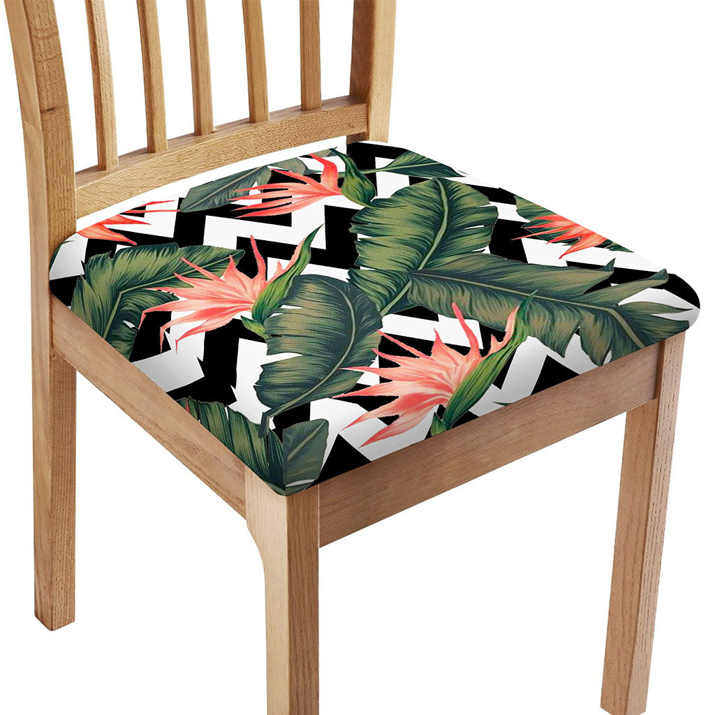 Zig Zag Tropical Pattern Print Chair Cushion Cover