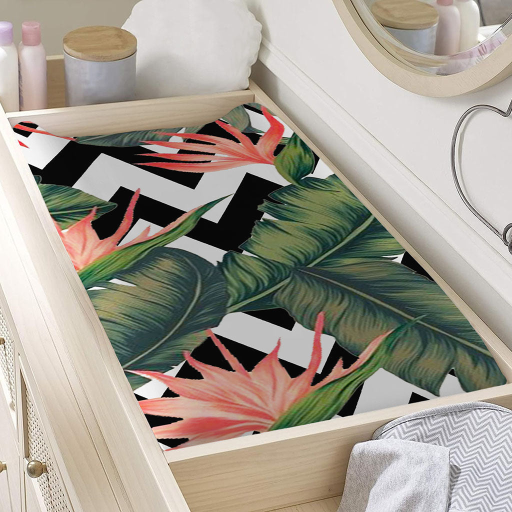 Zig Zag Tropical Pattern Print Changing Pad Cover