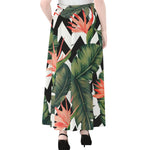 Zig Zag Tropical Pattern Print Chiffon Maxi Skirt