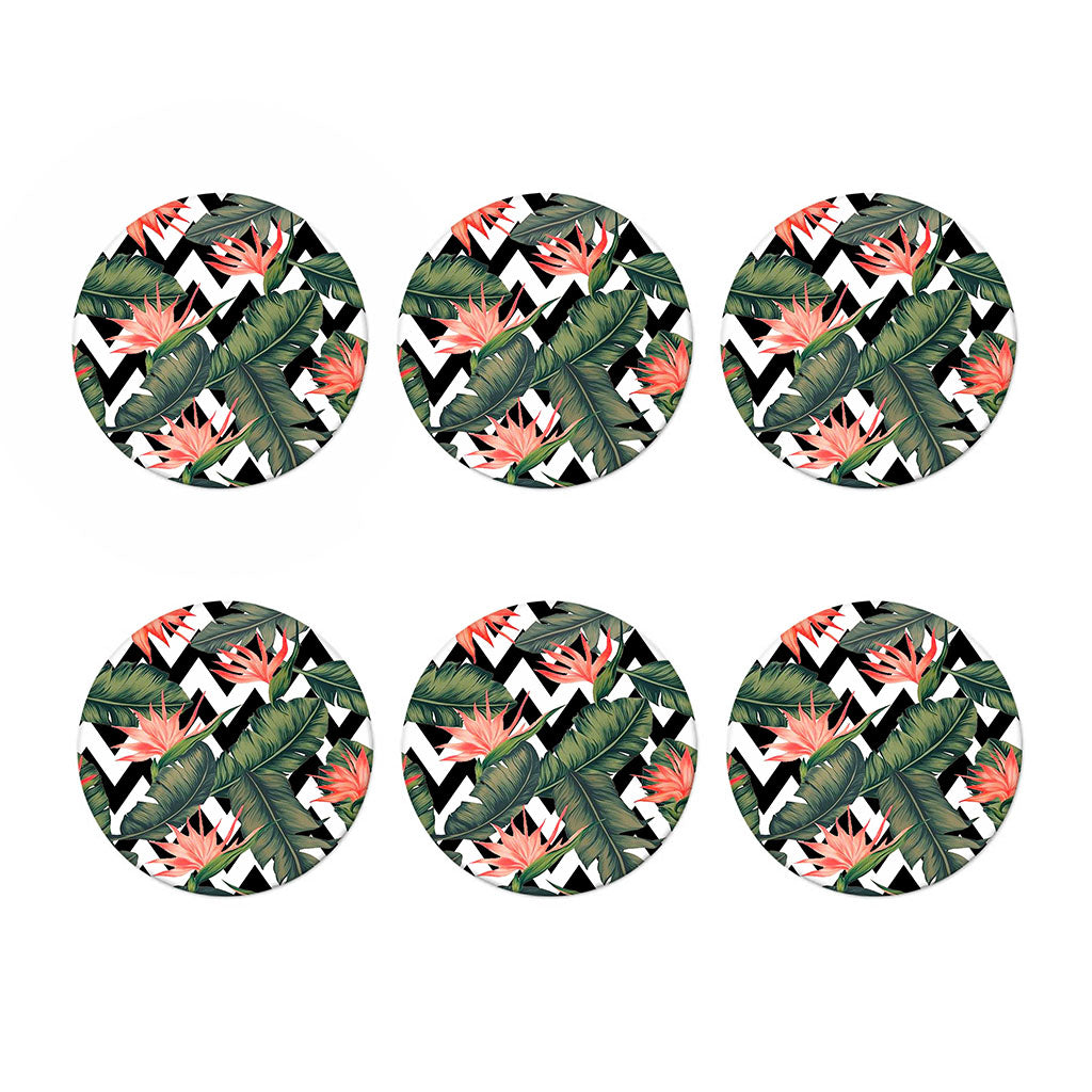 Zig Zag Tropical Pattern Print Coaster Set